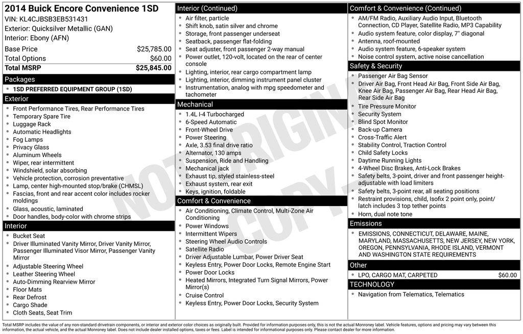 2014 Buick Encore Convenience — SUV — 156,787 mi — Wilmington, DE