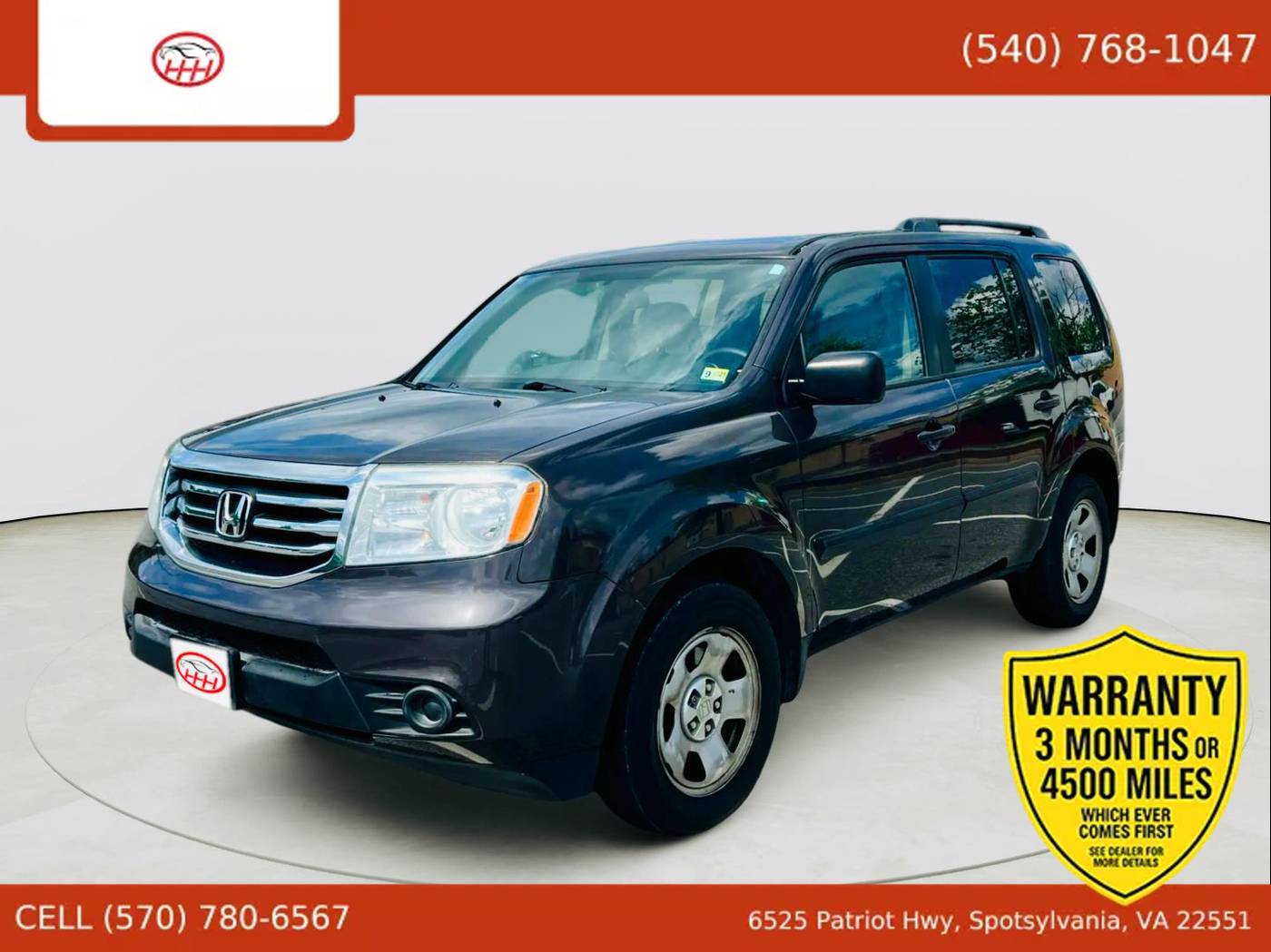 2014 Honda Pilot LX — SUV — 121,478 mi — Spotsylvania Courthouse, VA