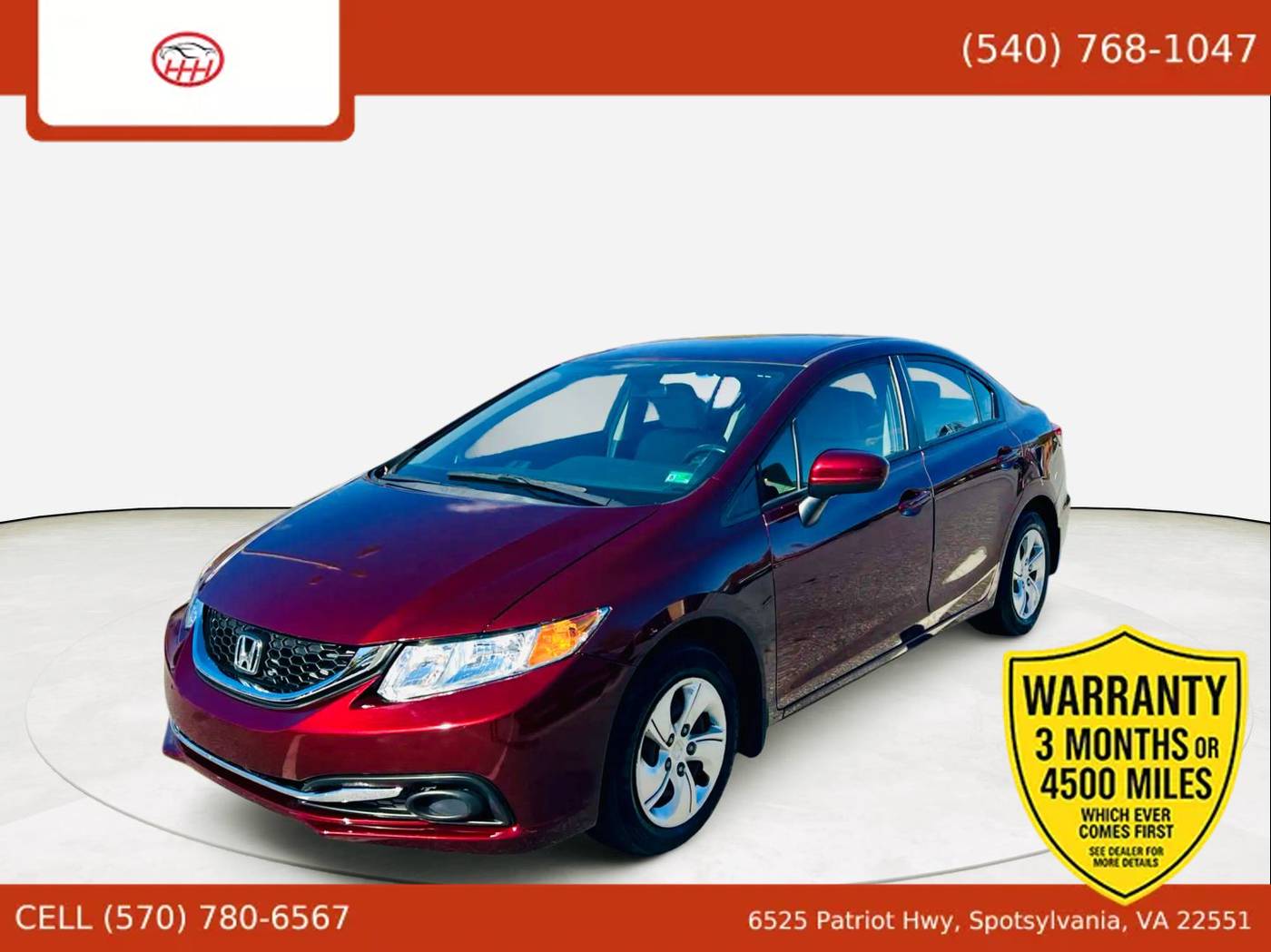 2014 Honda Civic LX — Sedan — 54,342 mi — Spotsylvania Courthouse, VA