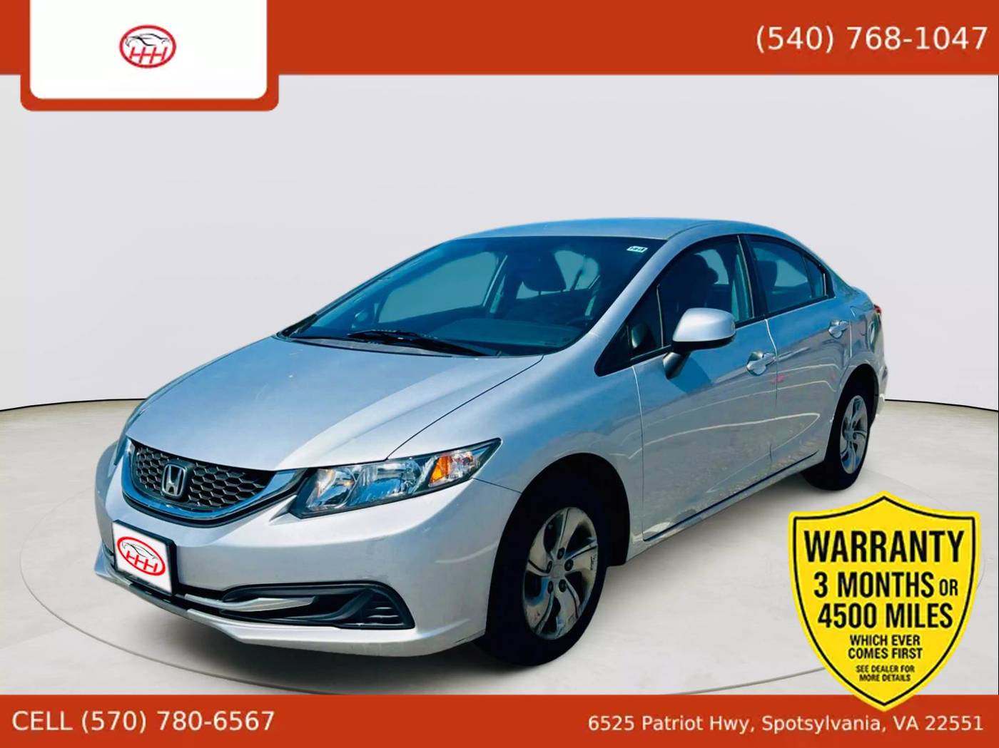 2013 Honda Civic LX — Sedan — 56,280 mi — Spotsylvania Courthouse, VA