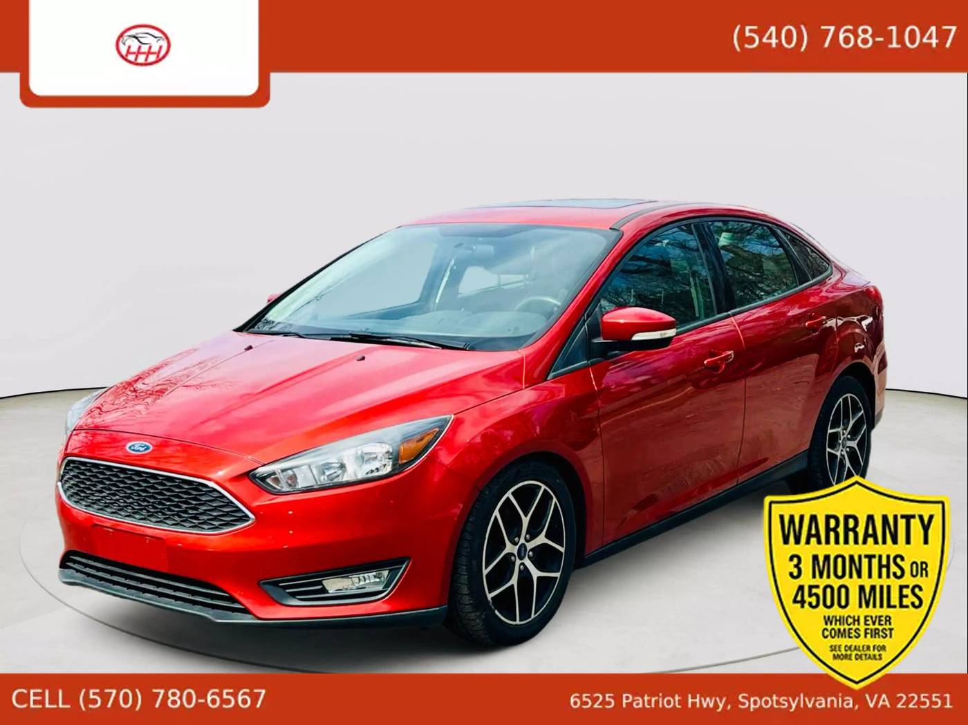 2018 Ford Focus SEL — Sedan — 67,250 mi — Spotsylvania Courthouse, VA