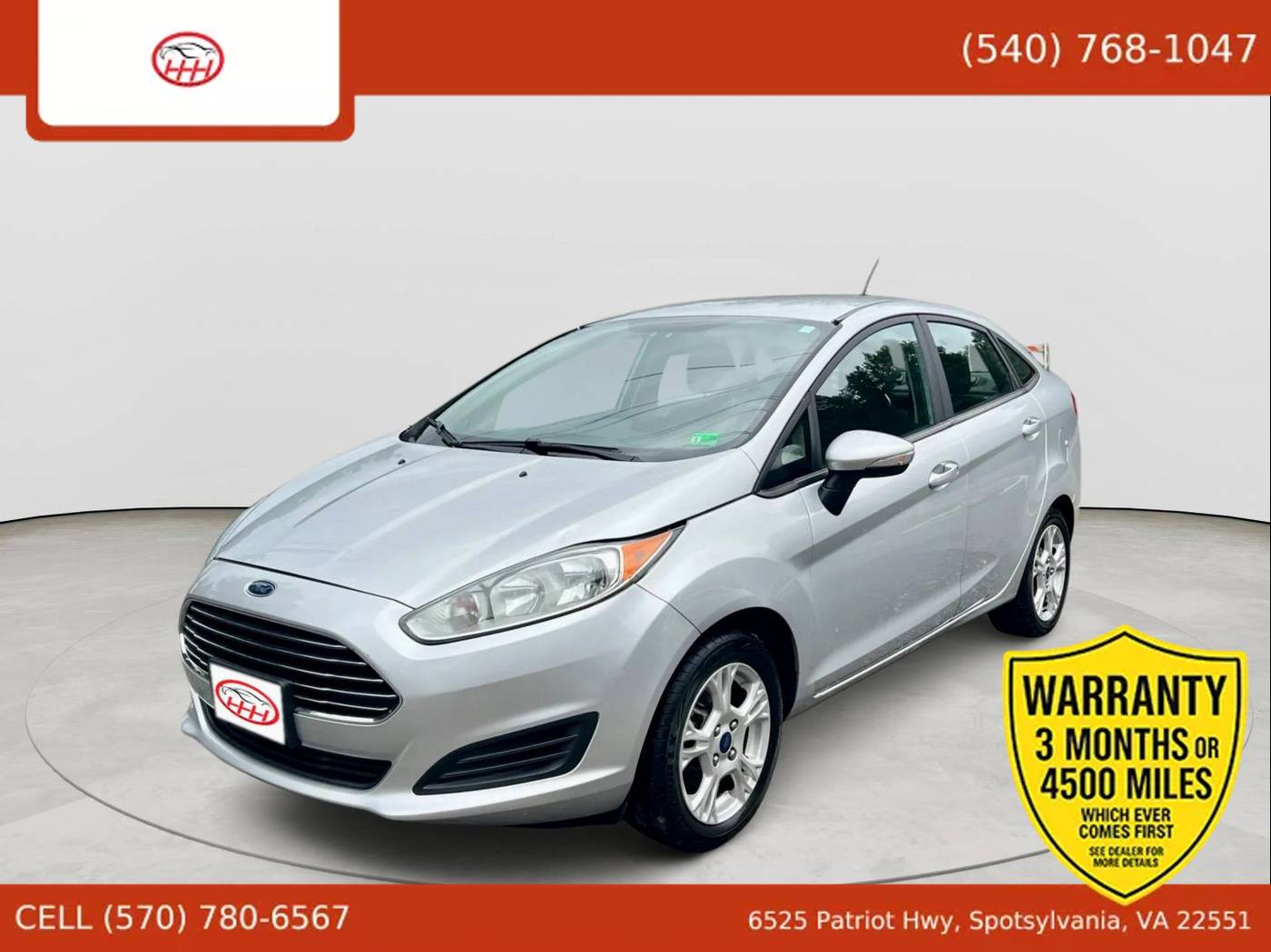 2016 Ford Fiesta SE — Sedan — 74,020 mi — Spotsylvania Courthouse, VA