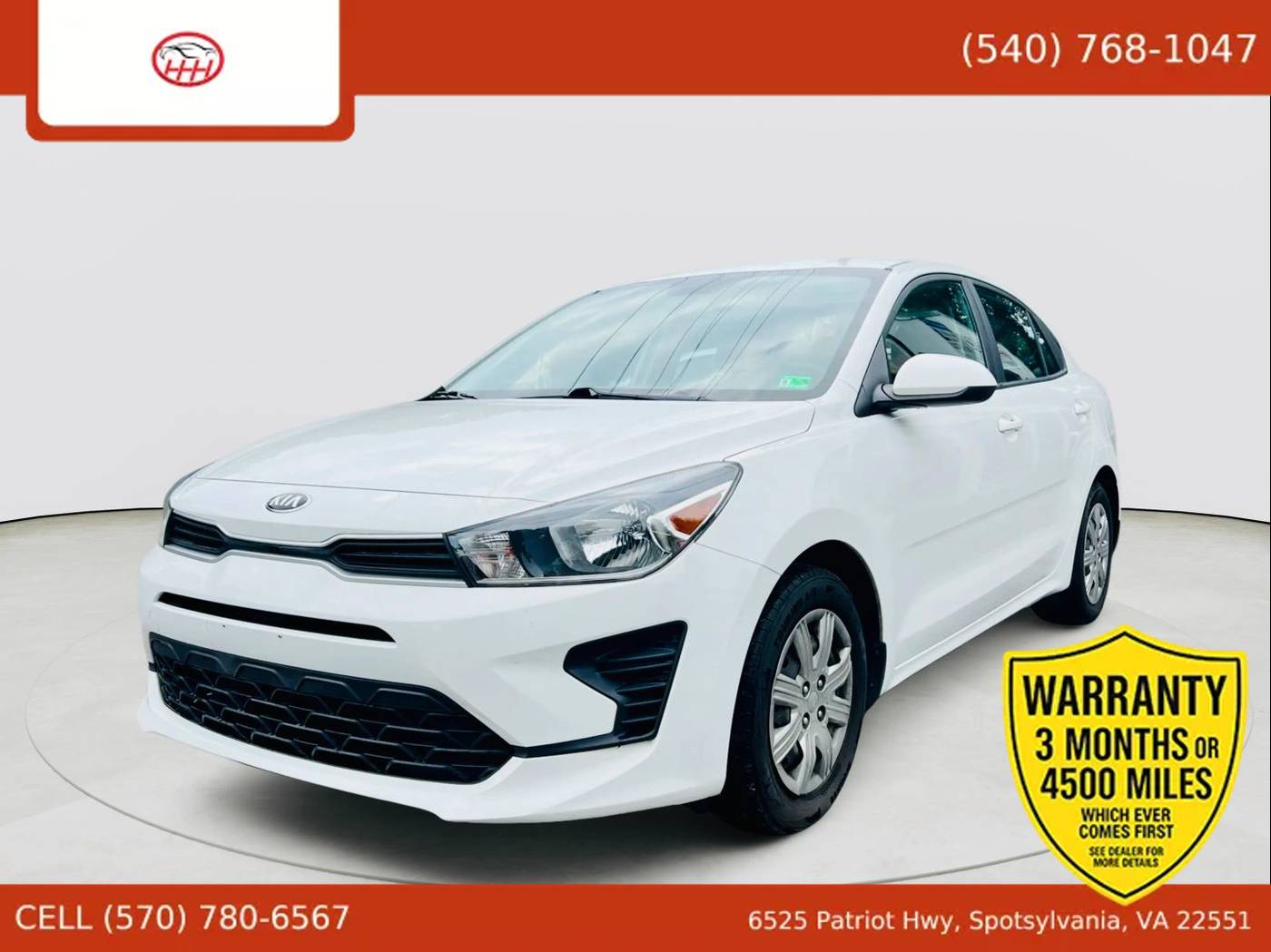 2021 Kia Rio S — Sedan — 74,500 mi — Spotsylvania Courthouse, VA