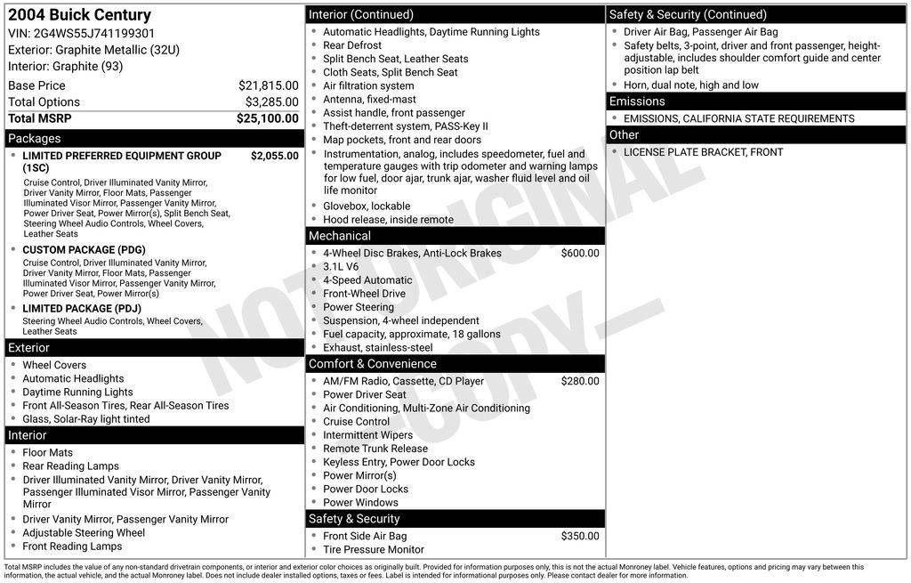 2004 Buick Century Custom — Sedan — 155,000 mi — Gilroy, CA