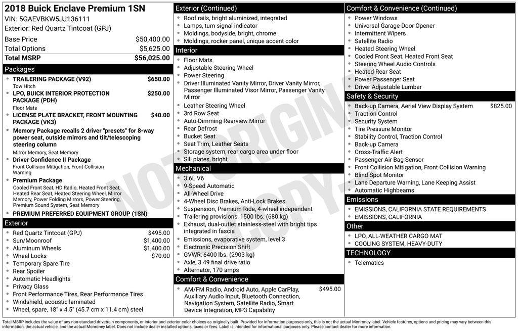 2018 Buick Enclave Premium — SUV — 52,000 mi — Gilroy, CA