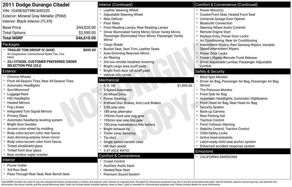 2011 Dodge Durango Citadel — SUV — 60,048 mi — Gilroy, CA