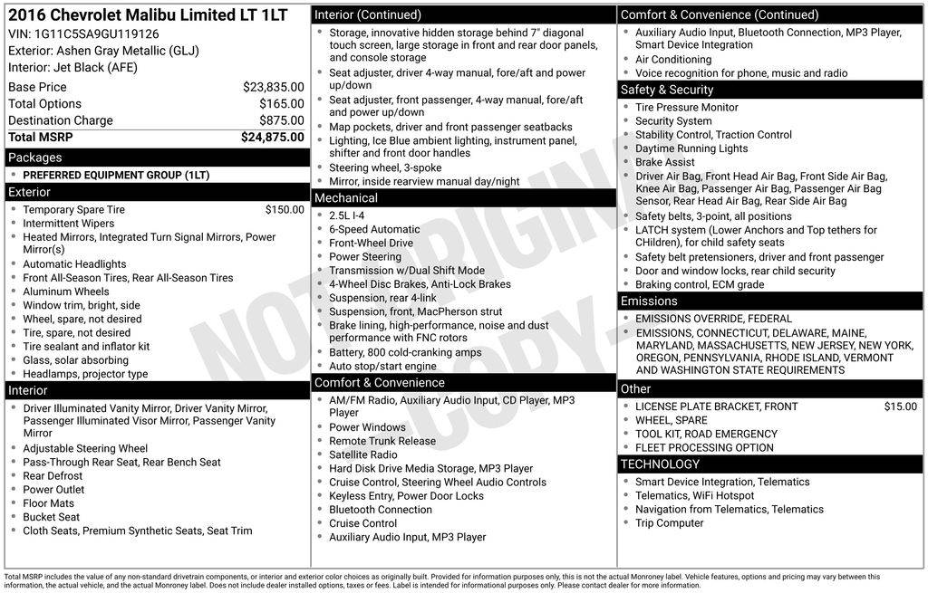 2016 Chevrolet Malibu Limited LT — Sedan — 113,228 mi — Gilroy, CA