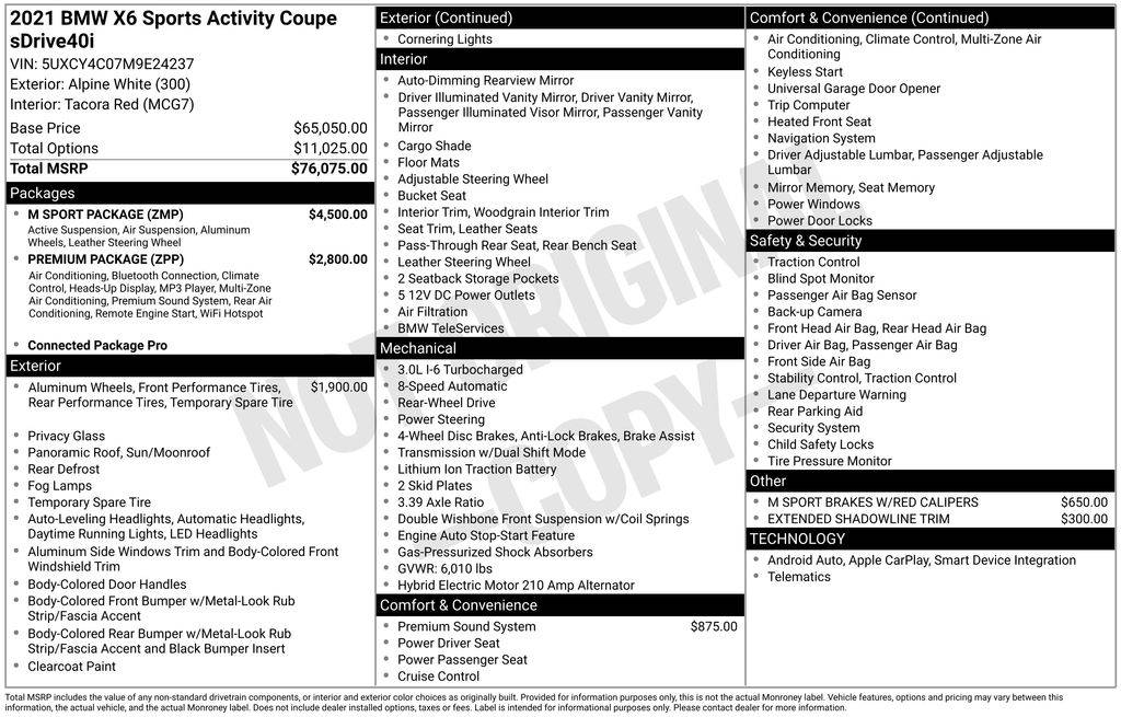 2021 BMW X6 40i — SUV — 72,199 mi — Gilroy, CA