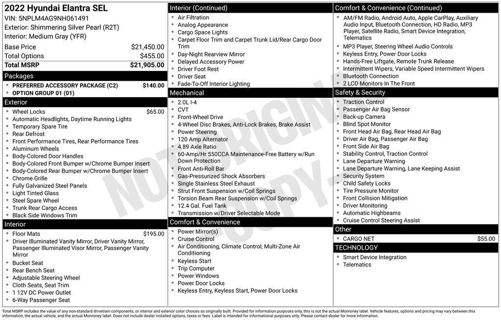 2022 Hyundai Elantra SEL — Sedan — 65,000 mi — Gilroy, CA