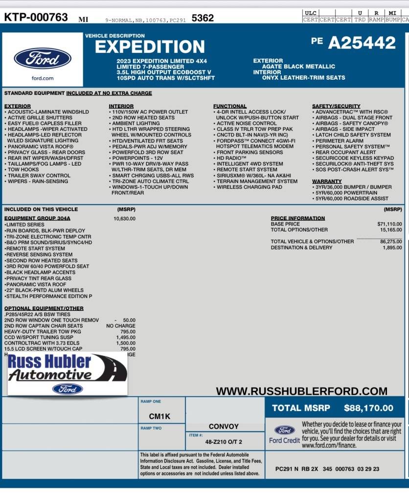 2023 Ford Expedition Limited — SUV — 21,201 mi — Greensburg, IN