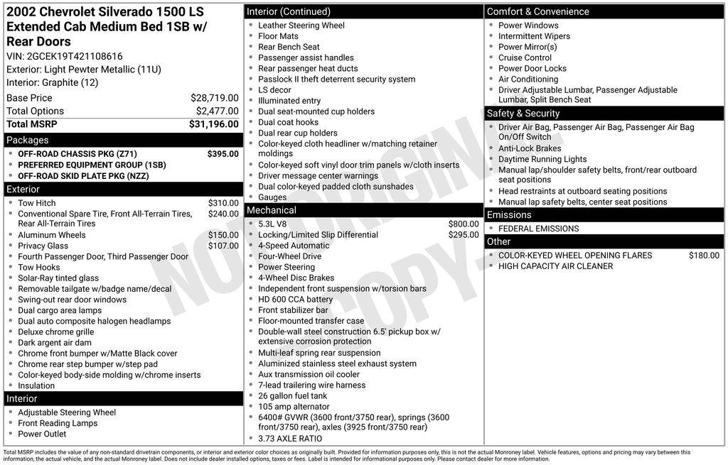 2002 Chevrolet Silverado 1500 LS — Pickup Truck — 248,115 mi — Loveland, CO
