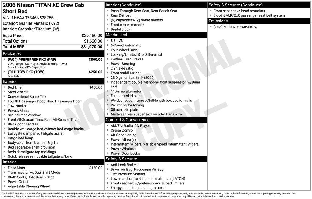 2006 Nissan Titan XE — Pickup Truck — 52,236 mi — Loveland, CO