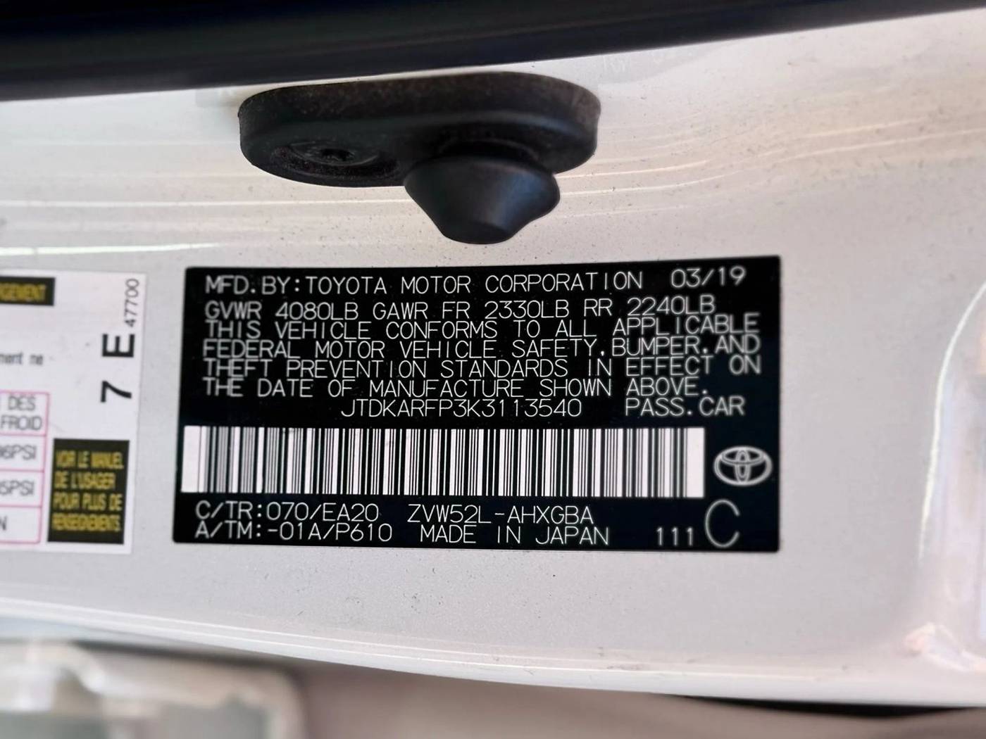 2019 Toyota Prius Prime Plus — Hatchback — 68,542 mi — Roseville, CA