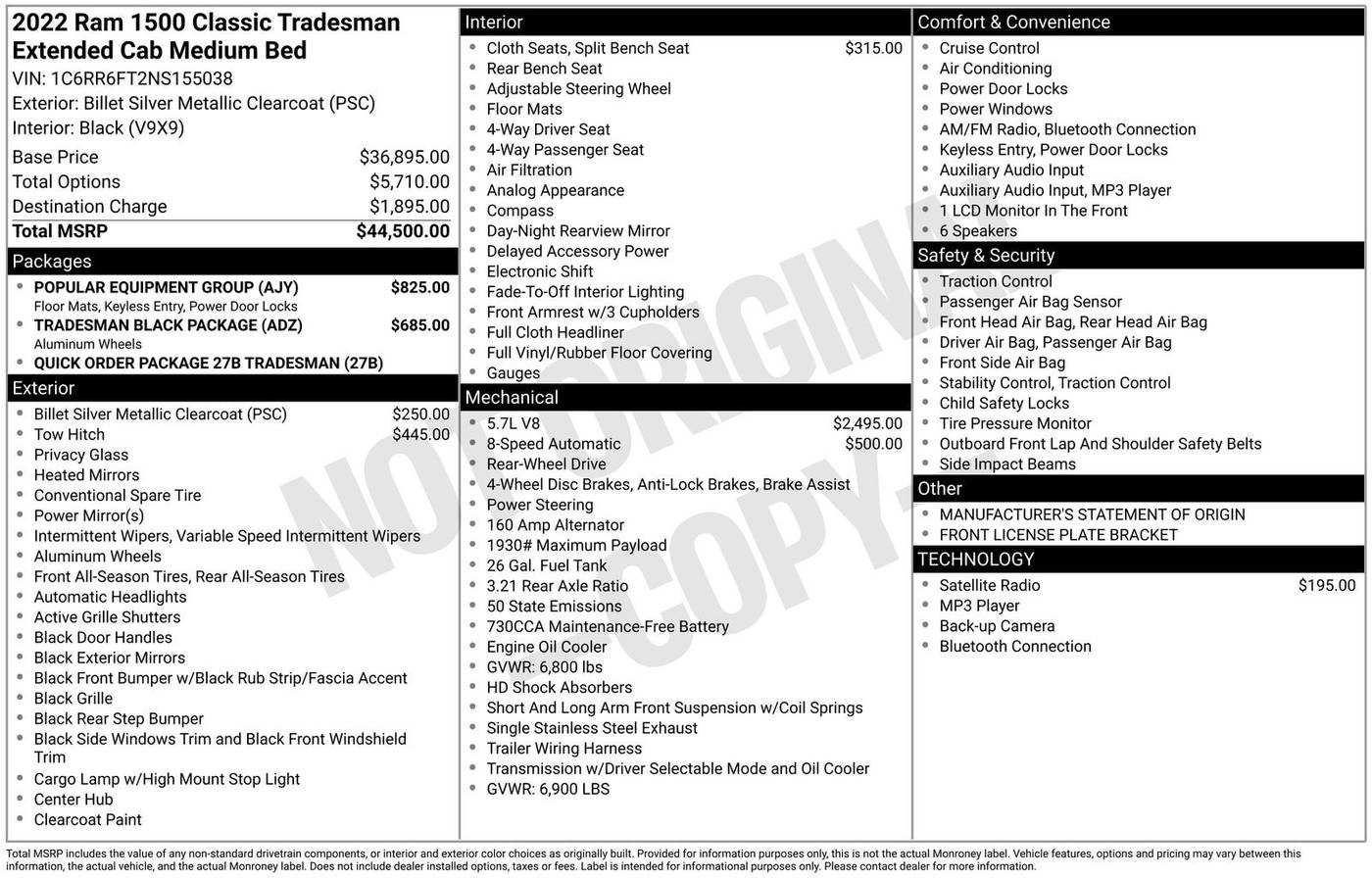 2022 Ram 1500 Classic Tradesman — Pickup Truck — 56,342 mi — Aransas Pass, TX