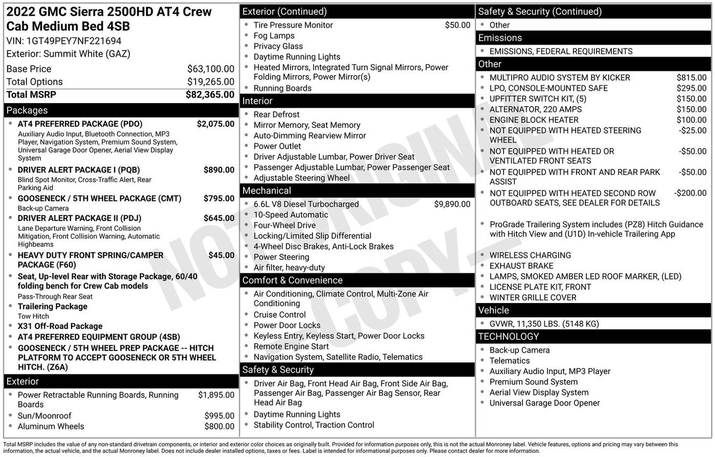2022 GMC Sierra 2500HD AT4 — Pickup Truck — 79,500 mi — Aransas Pass, TX