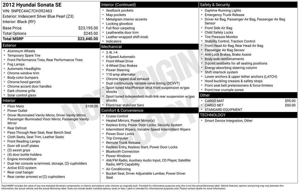 2012 Hyundai Sonata SE — Sedan — 109,309 mi — Daphne, AL