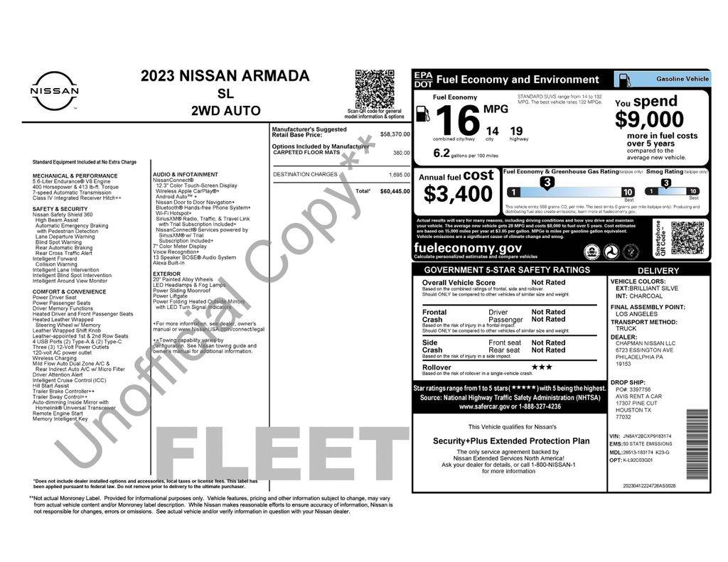 2023 Nissan Armada SL — SUV — 69,889 mi — Daphne, AL