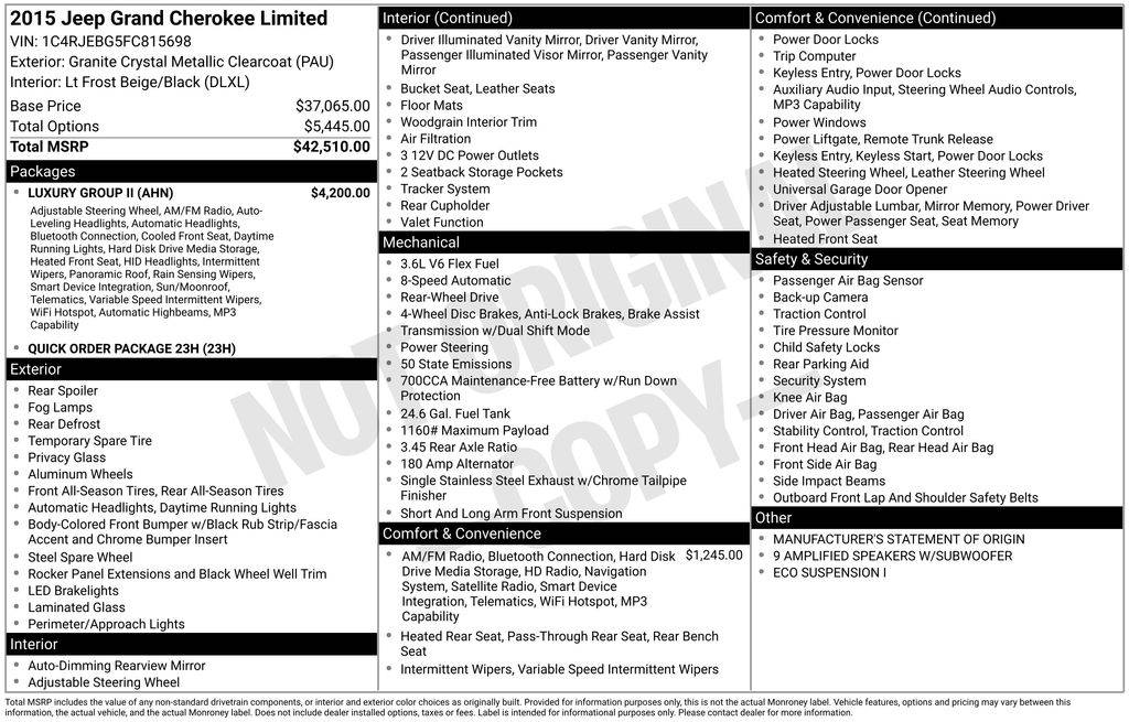 2015 Jeep Grand Cherokee Limited — SUV — 129,011 mi — Daphne, AL