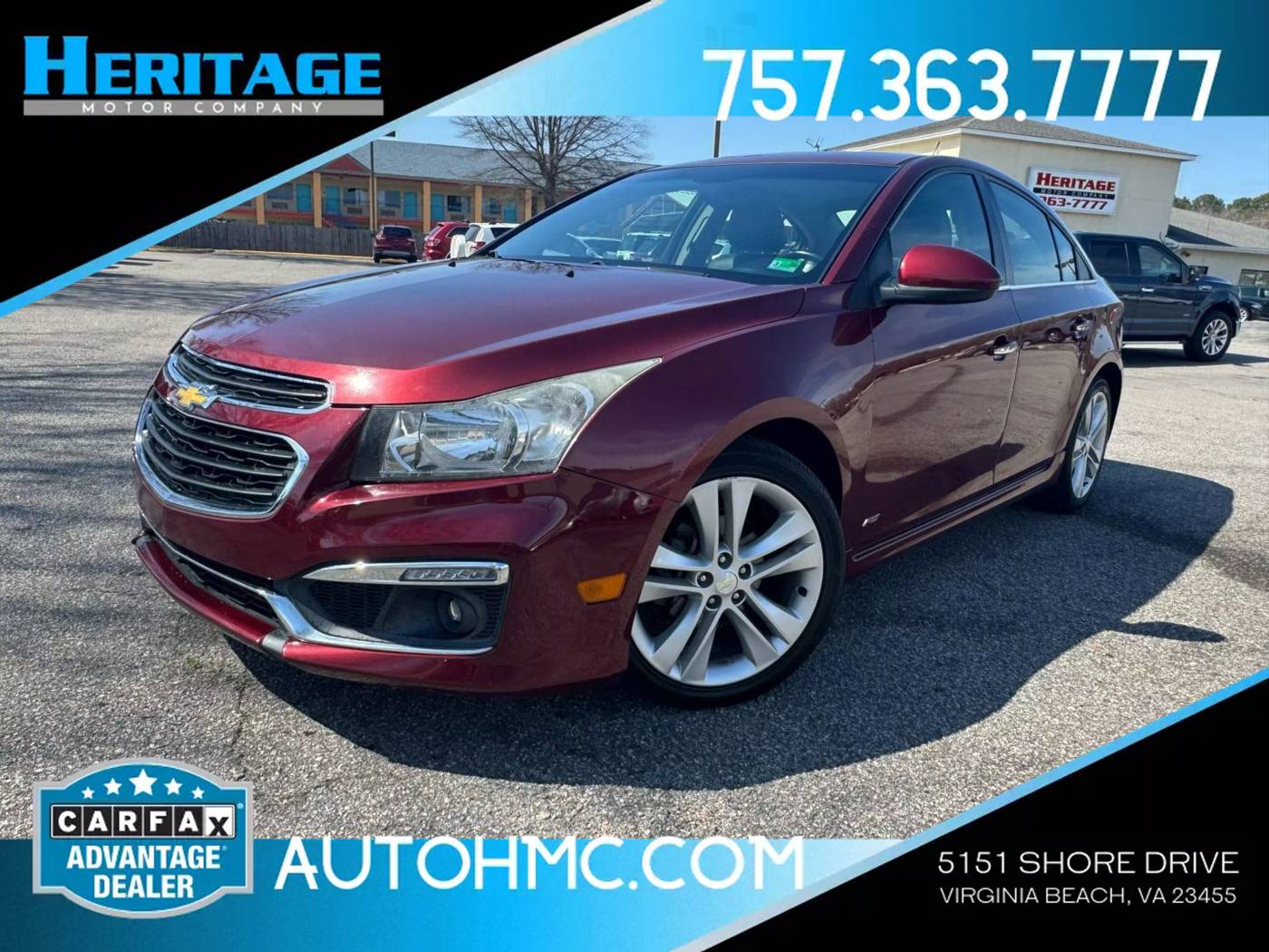 2015 Chevrolet Cruze LTZ — Sedan — 89,272 mi — Virginia Beach, VA