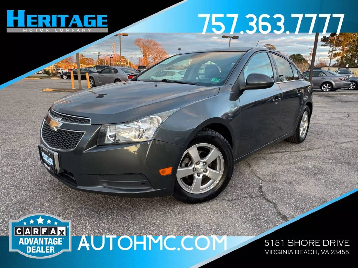 2013 Chevrolet Cruze 1LT — Sedan — 117,705 mi — Virginia Beach, VA