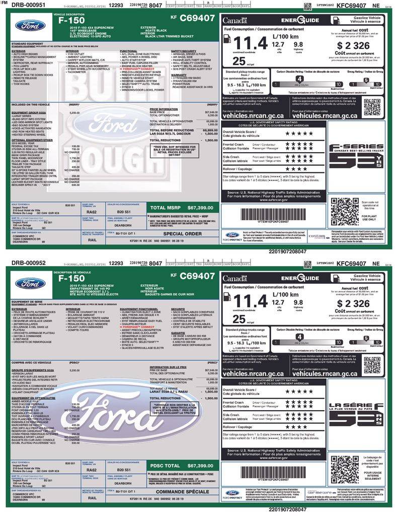 2019 Ford F-150 Lariat — Pickup Truck — 60,807 mi — Framingham, MA