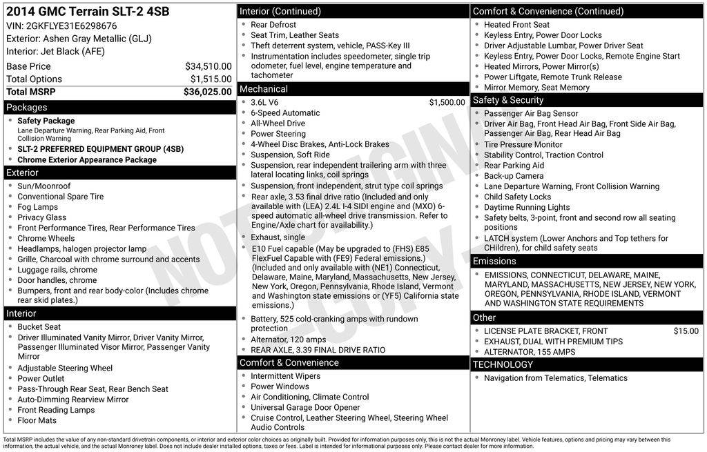 2014 GMC Terrain SLT-2 — SUV — 130,176 mi — Framingham, MA