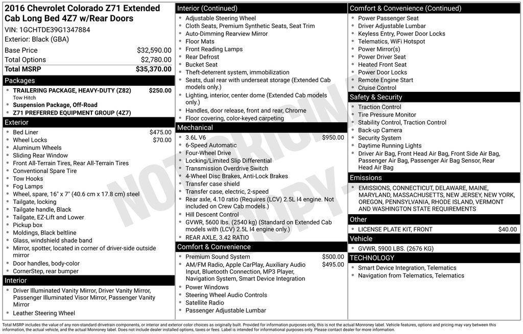 2016 Chevrolet Colorado Z71 — Pickup Truck — 127,282 mi — Framingham, MA
