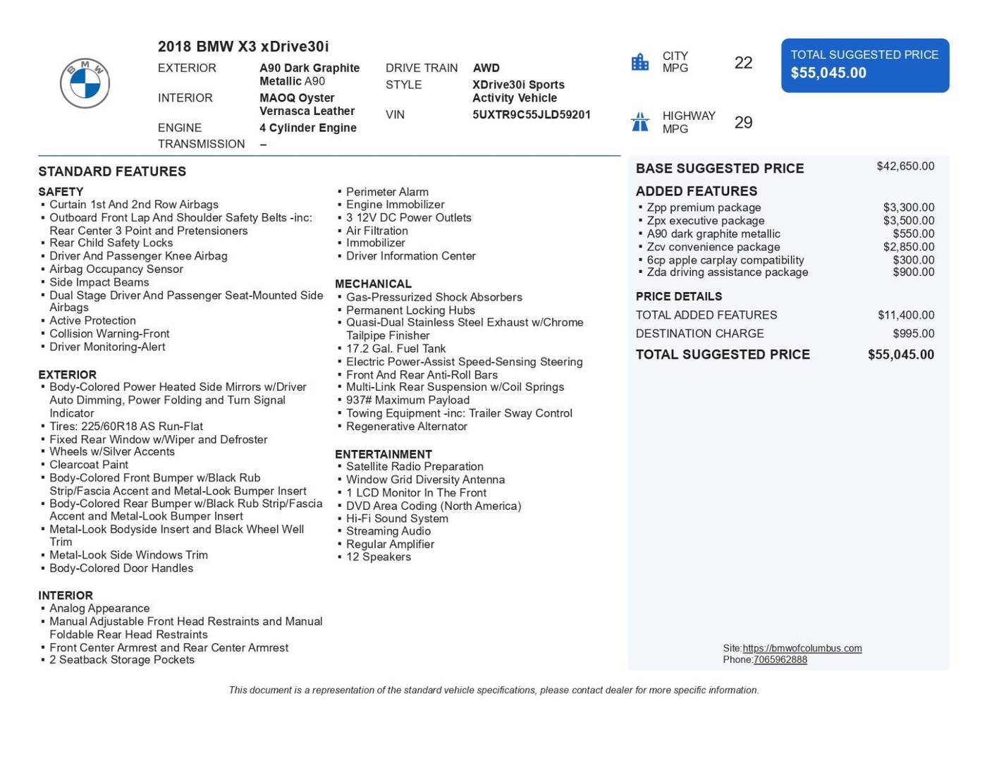 2018 BMW X3 30i — SUV — 89,519 mi — Columbus, GA