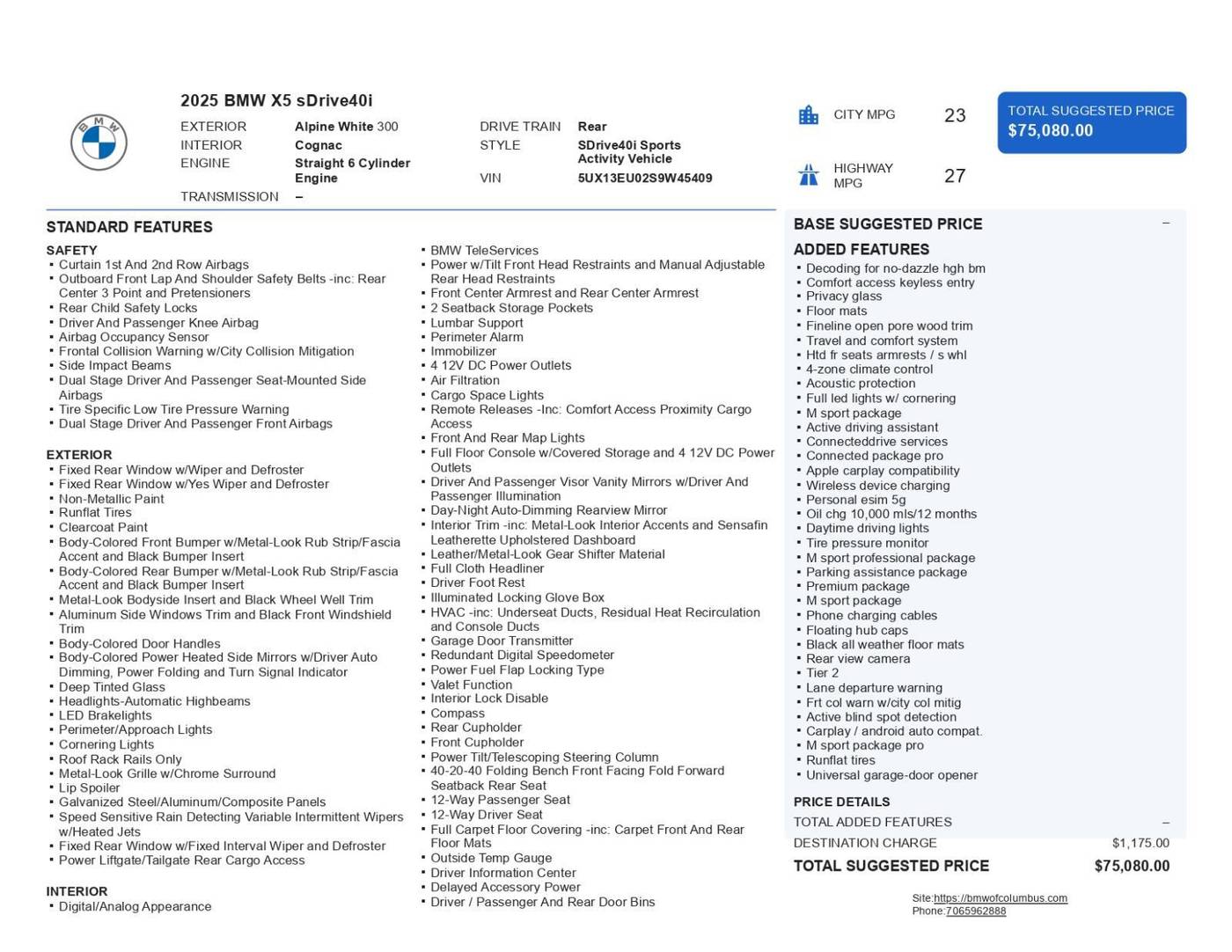 2025 BMW X5 40i — SUV — 18,100 mi — Columbus, GA