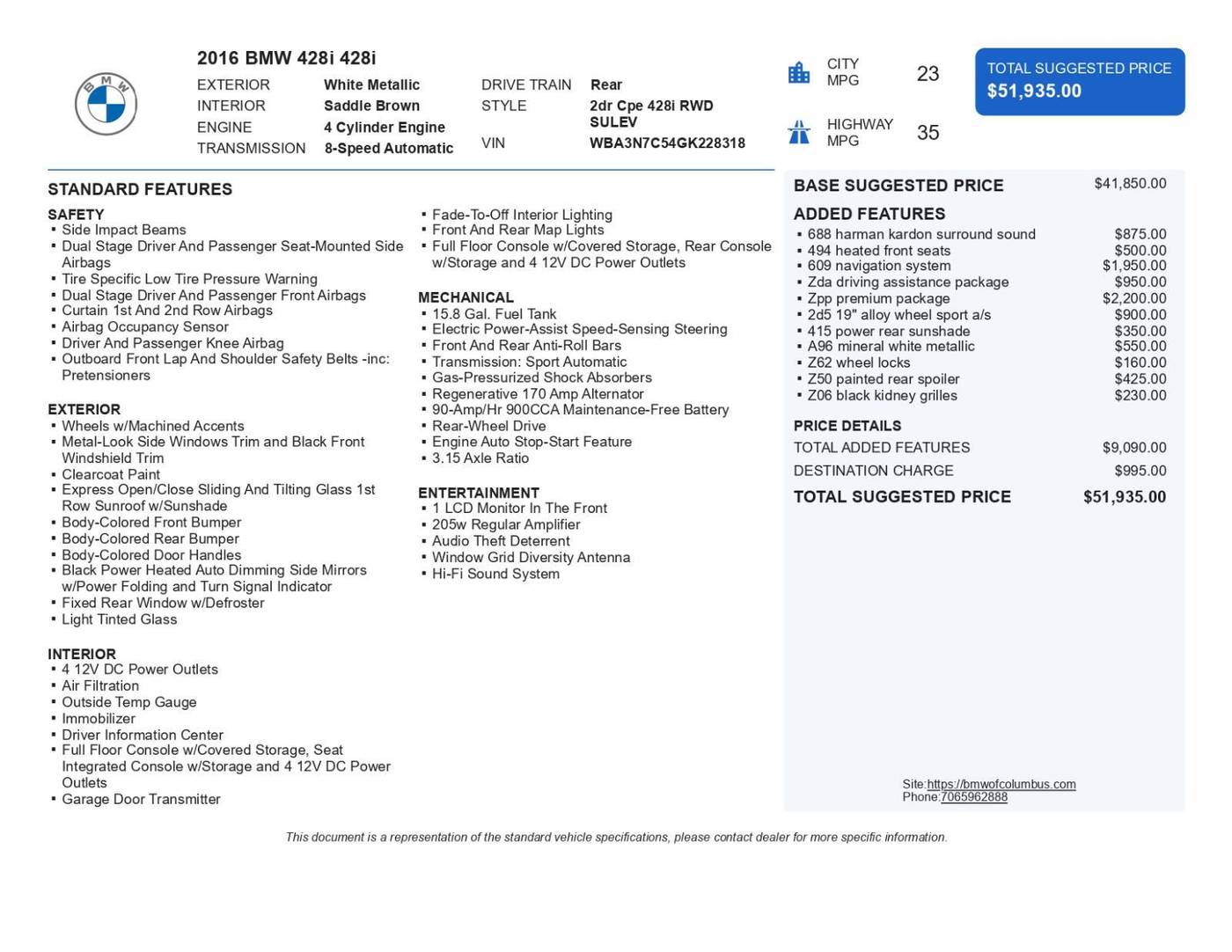 2016 BMW 4 Series 428i — Coupe — 83,821 mi — Columbus, GA