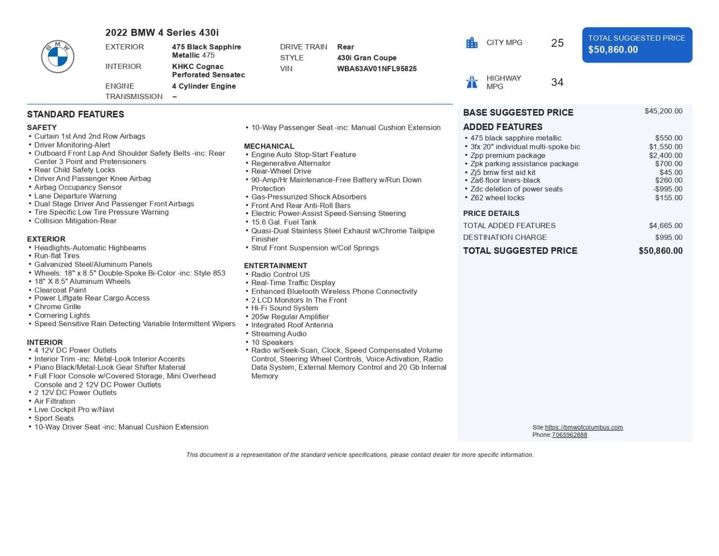 2022 BMW 4 Series 430i — Sedan — 58,470 mi — Columbus, GA