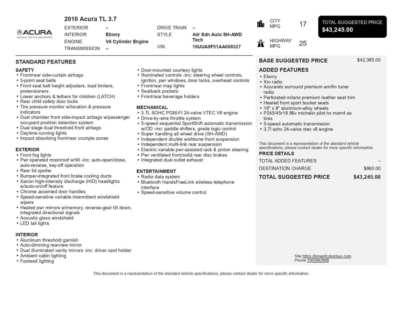2010 Acura TL Technology Package — Sedan — 127,908 mi — Columbus, GA