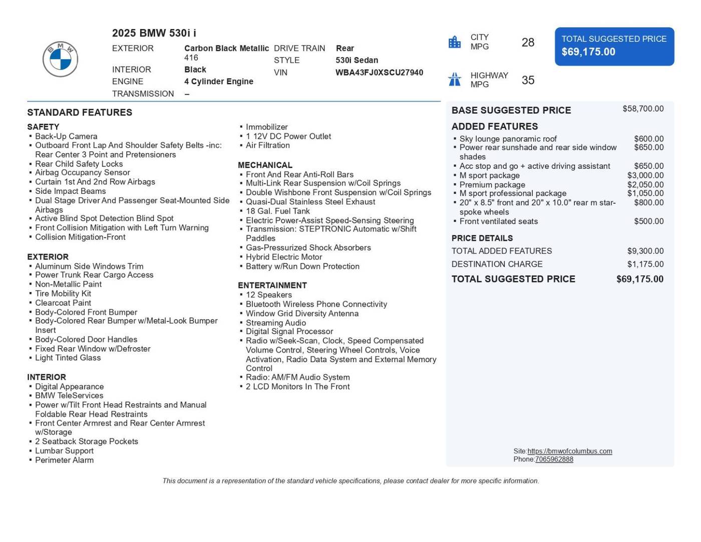 2025 BMW 5 Series 530i — Sedan — 3,702 mi — Columbus, GA
