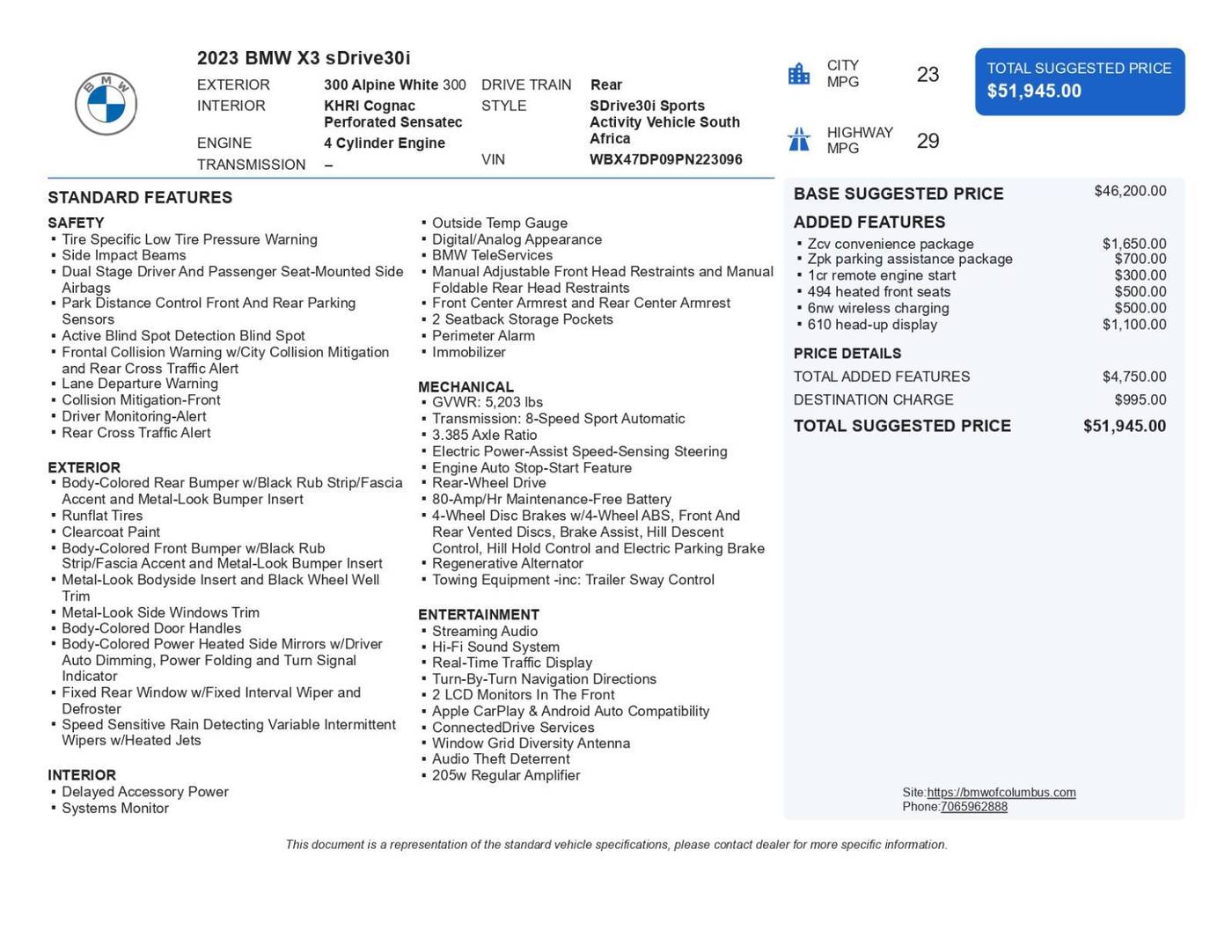 2023 BMW X3 30i — SUV — 7,656 mi — Columbus, GA