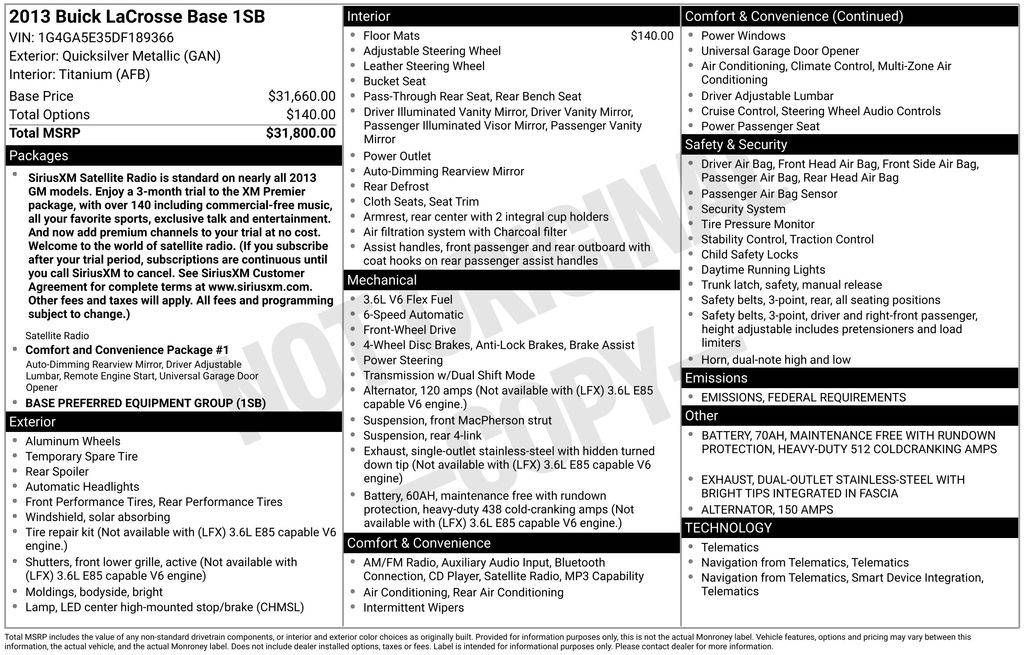 2013 Buick LaCrosse Base — Sedan — 149,231 mi — Thornton, CO