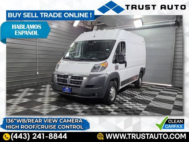 2017 Ram ProMaster Cargo Van 1500 — Cargo Van — 44,630 mi — Sykesville, MD