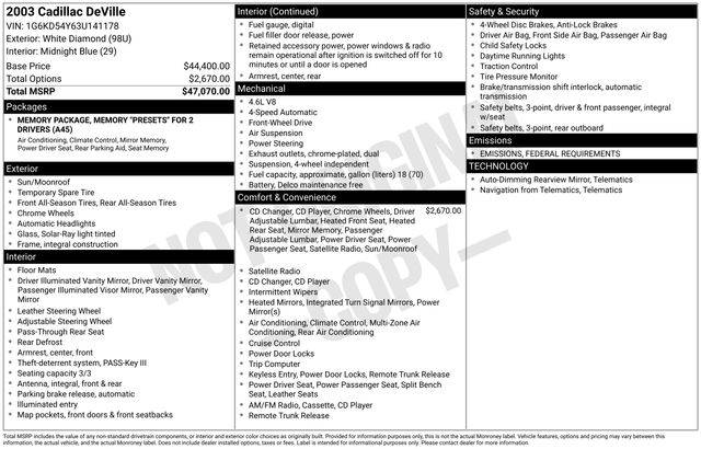 2003 Cadillac DeVille Standard — Sedan — 125,622 mi — Langhorne, PA