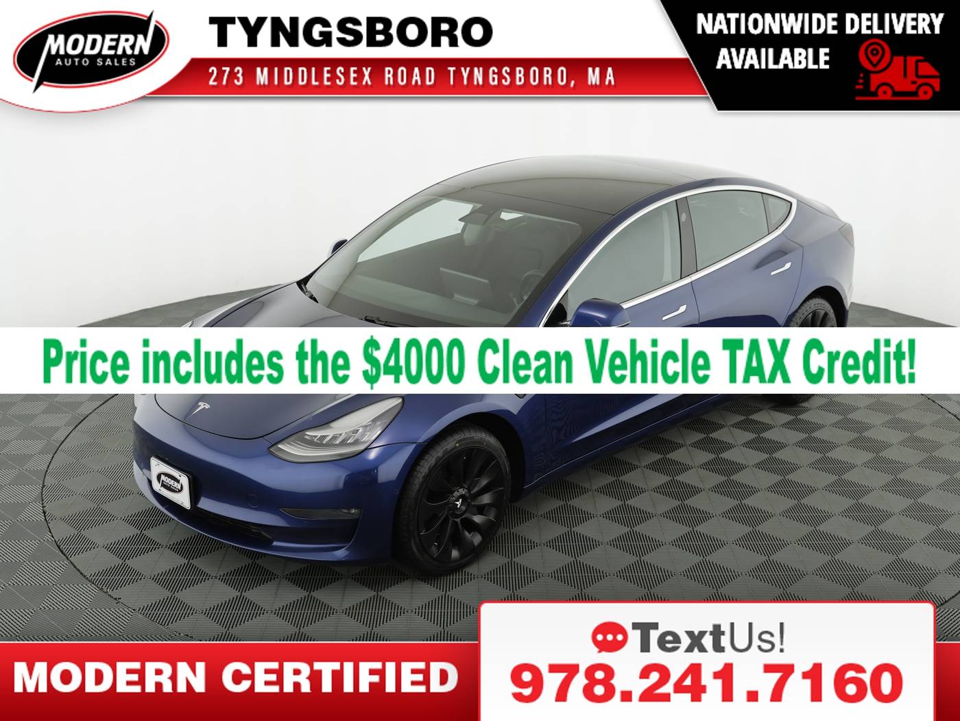 2019 Tesla Model 3 Long Range — Sedan — 71,335 mi — Tyngsboro, MA