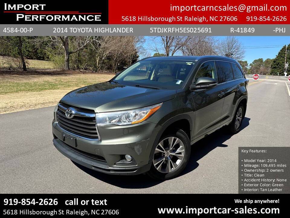 2014 Toyota Highlander XLE — SUV — 109,800 mi — Raleigh, NC
