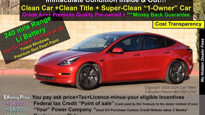 2021 Tesla Model 3 Standard Range Plus — Sedan — 97,415 mi — Riverside, CA