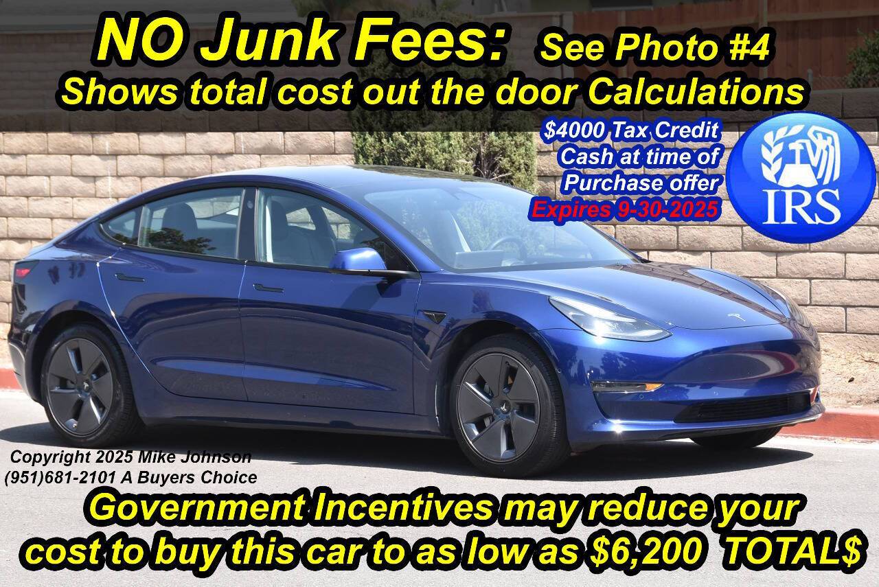 2022 Tesla Model 3 Standard Range Plus — Sedan — 40,572 mi — Riverside, CA