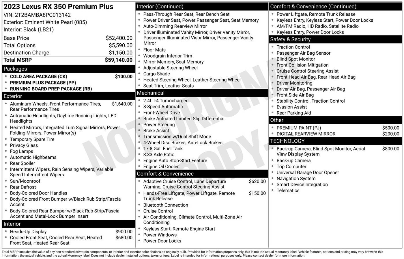 2023 Lexus RX RX 350 Premium Plus