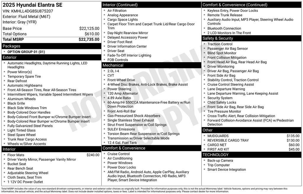 2025 Hyundai Elantra SE — Sedan — 12,460 mi — Chambersburg, PA