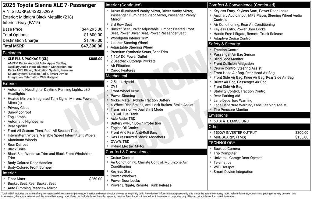2025 Toyota Sienna XLE — Minivan — 5,599 mi — Chambersburg, PA