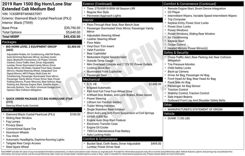 2019 Ram 1500 Big Horn/Lone Star — Pickup Truck — 41,349 mi — Chambersburg, PA