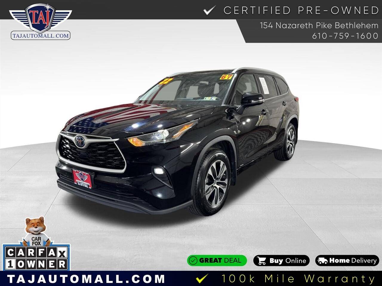 2022 Toyota Highlander Hybrid XLE — SUV — 66,902 mi — Bethlehem, PA