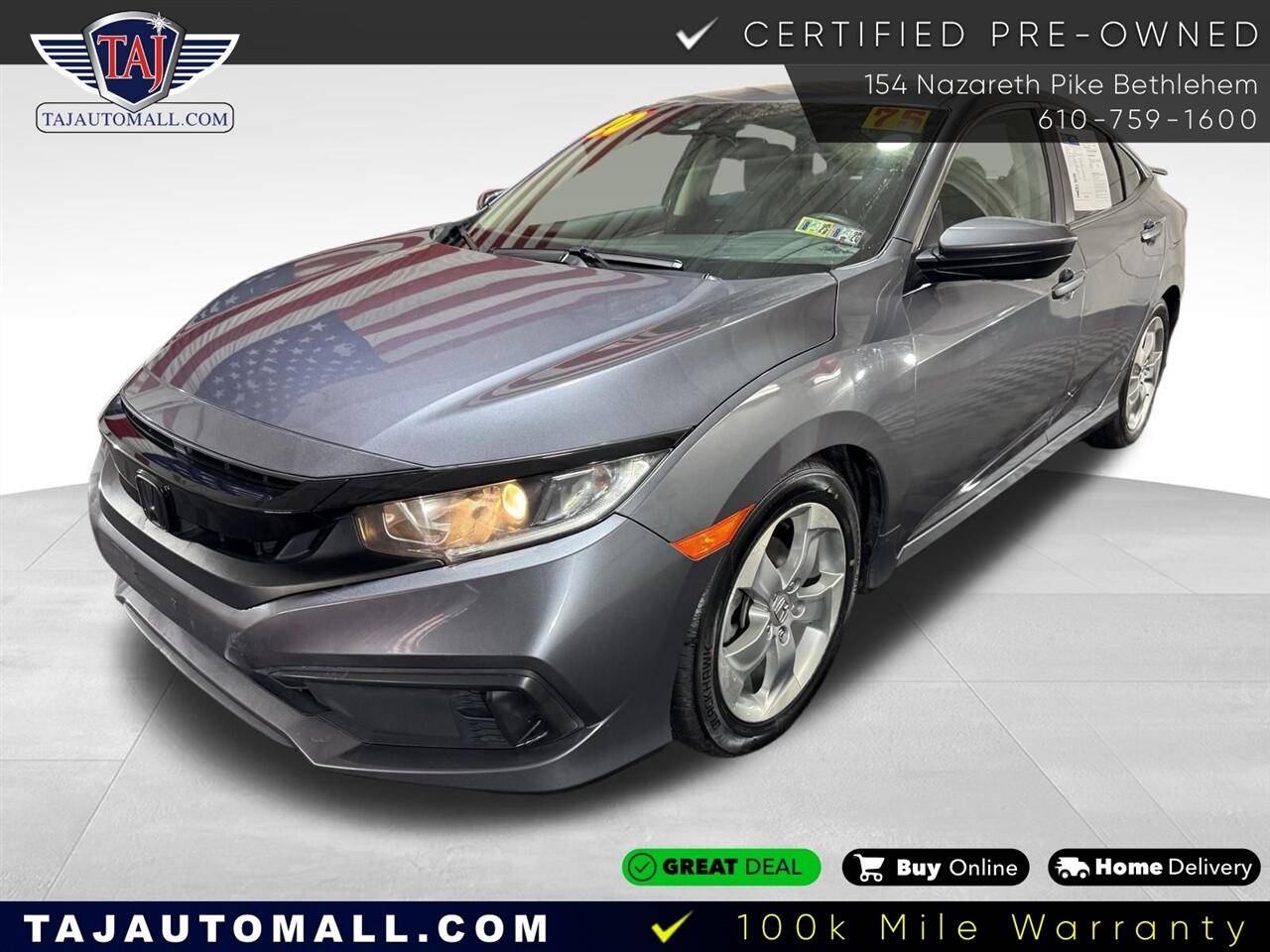 2020 Honda Civic LX — Sedan — 75,722 mi — Bethlehem, PA