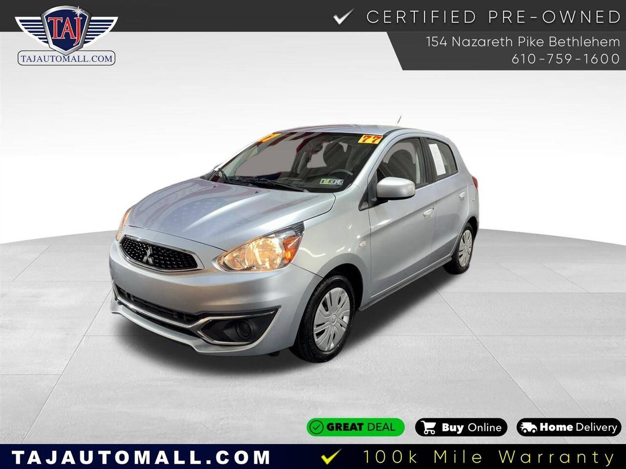 2017 Mitsubishi Mirage ES — Hatchback — 76,988 mi — Bethlehem, PA