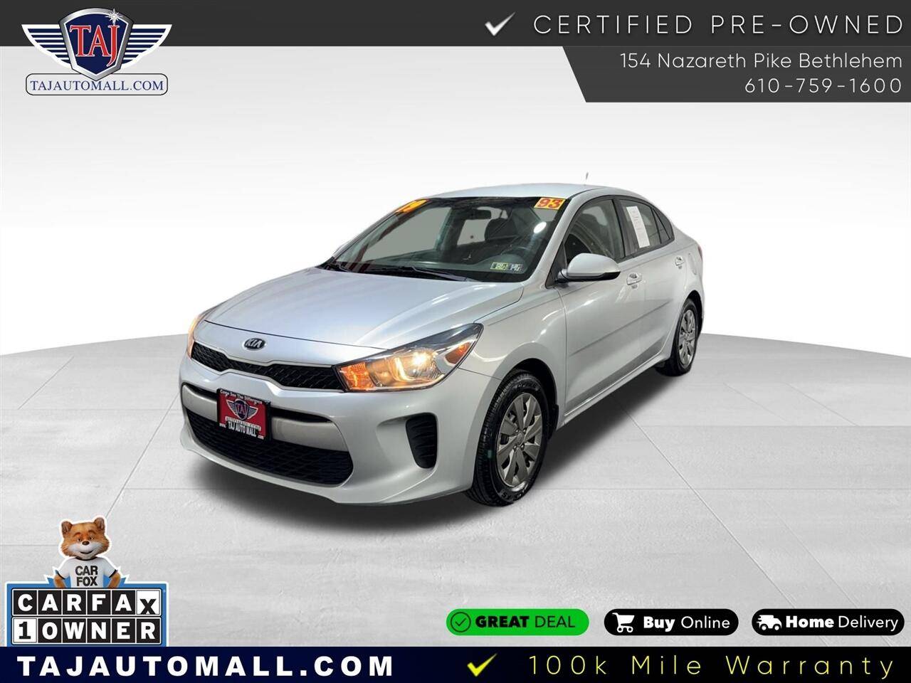 2019 Kia Rio LX — Sedan — 93,123 mi — Bethlehem, PA