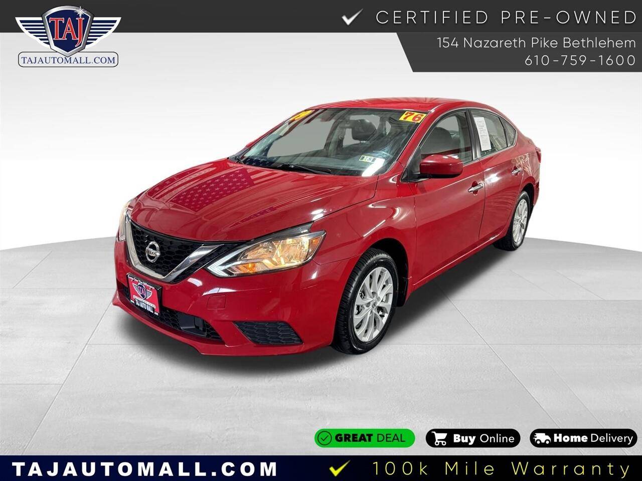 2019 Nissan Sentra SV — Sedan — 76,369 mi — Bethlehem, PA